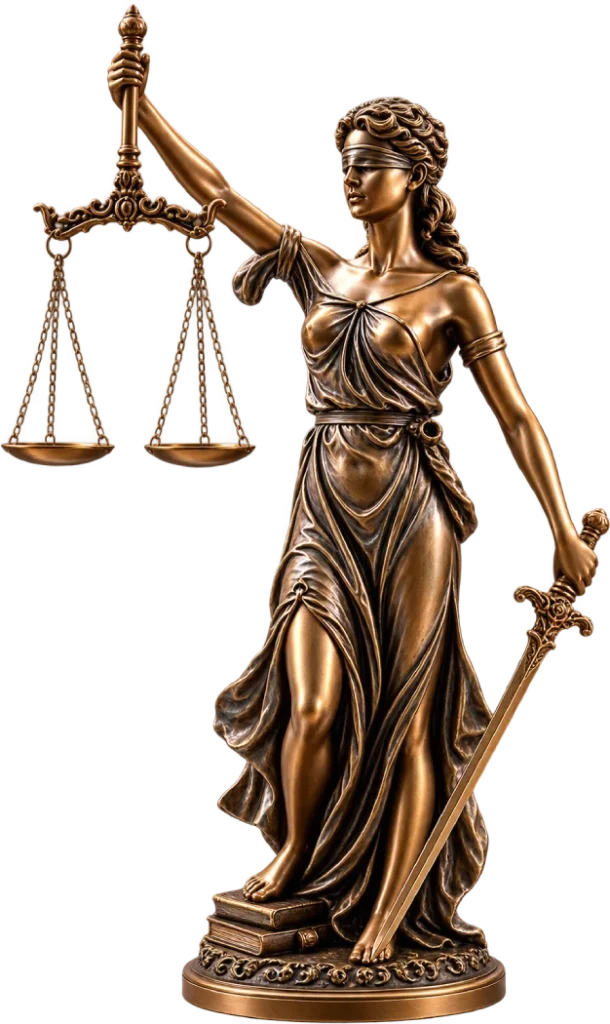 Lady Justice statue holding scales and sword
